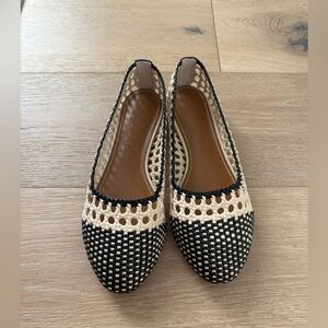 Staud Nell Crochet Ballerina Cream Black